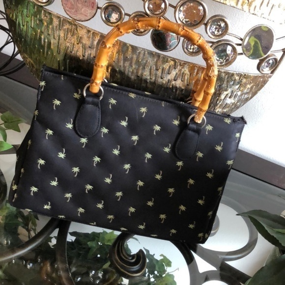 Sunny Hawaii embroidery palm tree/bamboo handl bag - Picture 2 of 11